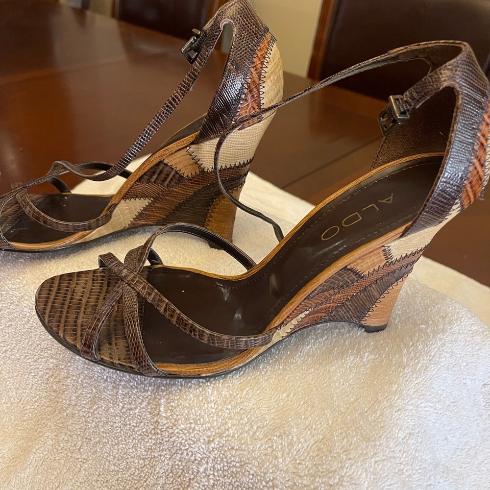 Aldo Patchwork Leather Wedge Sandals. Worn Twice!… - image 6